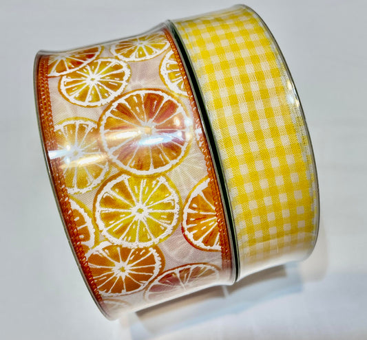 Oranges and Gingham Ribbon Set