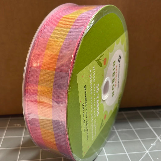 1.5 inch pink plaid ribbon